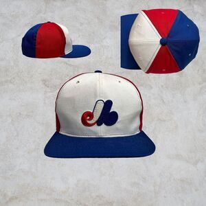 Vintage Montreal Expos Pinwheel Snapback Hat MLB Baseball Ted Fletcher Triple A